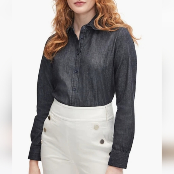 kate spade Tops - Kate Spade dark wash denim button down shirt, xs